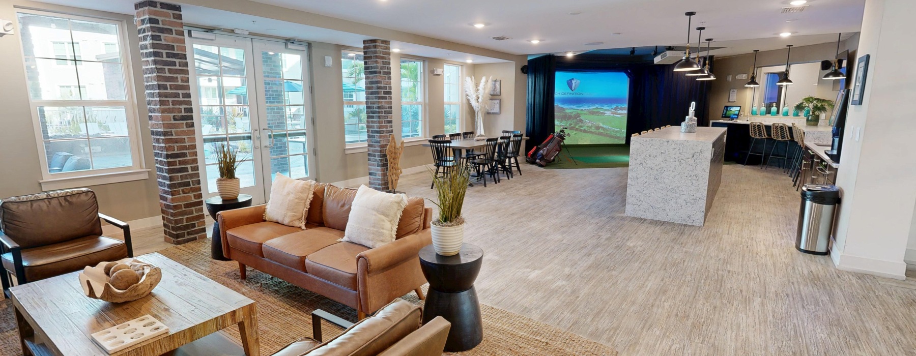 clubhouse with couch and chairs